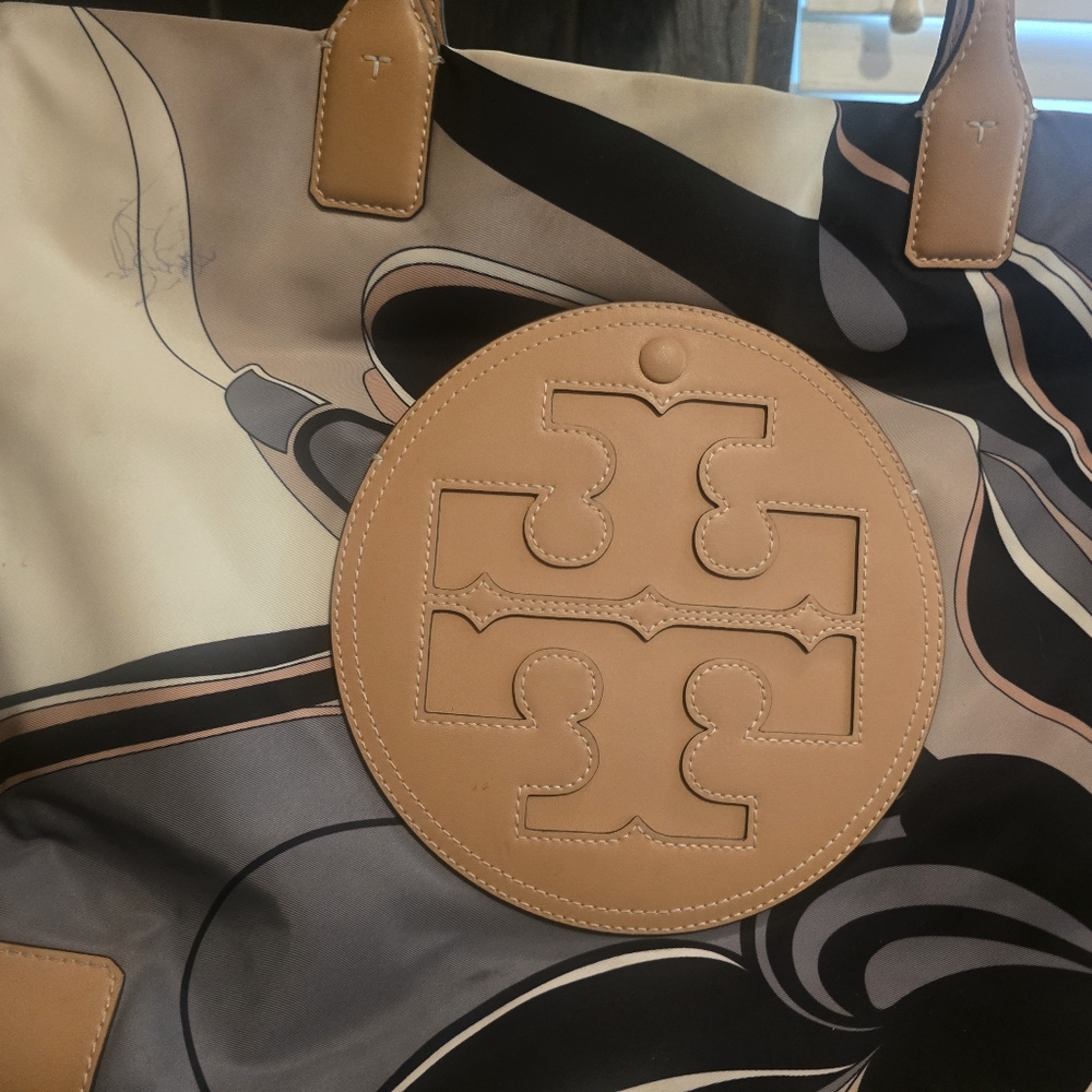 Tory Burch Tan Leather-Trim Multicolor Printed Tote - Picture 3 of 4